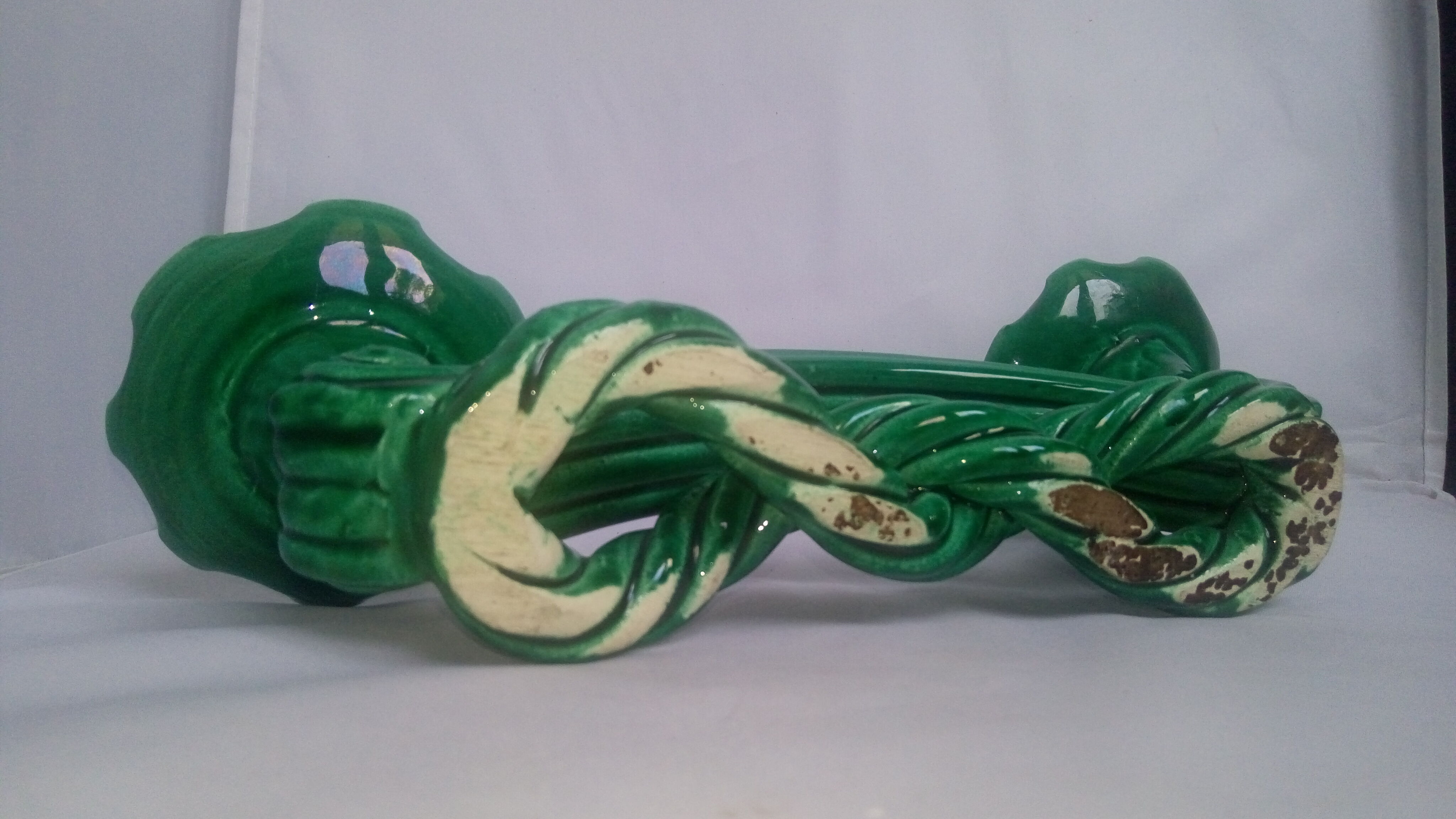 Green ceramic Vallauris candelstick