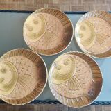 Lot de 10 assiettes poisson en barbotine ateliers du revernay