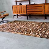 Vintage patchwork cow leather rug, 1970s