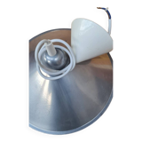 Pair of brushed aluminum pendant lights