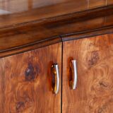 Restored Art Deco Walnut Bookcase, Revived Polish, Czech, 1930s