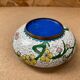 Antique Chinese Bronze Cloisonne Enamel Ashtray Vintage Flower Pattern