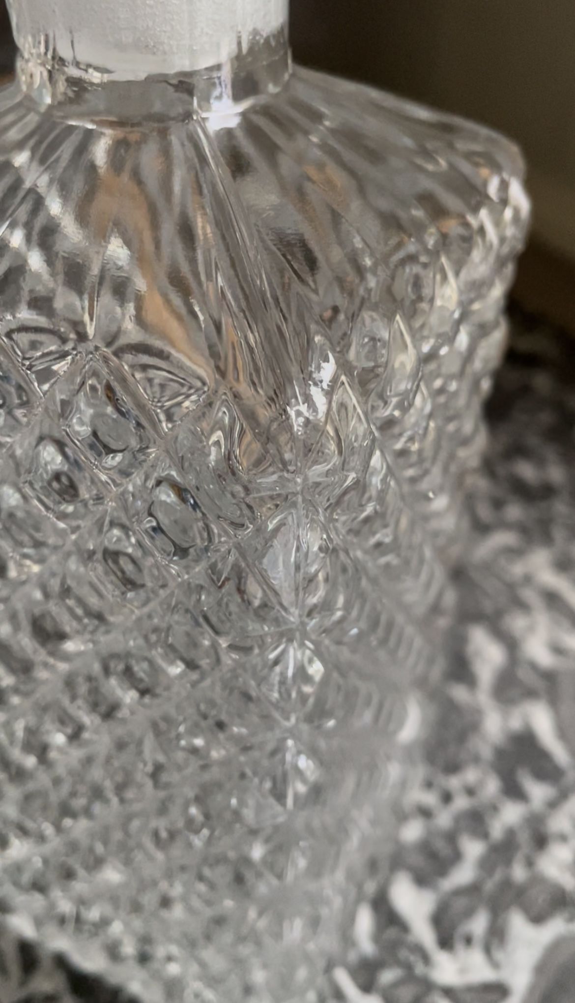 Diamond-tipped glass decanter 1960s/70s