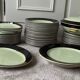Dinner Service Year 50/60 Earthenware of Salins 53 Pieces Mint Black