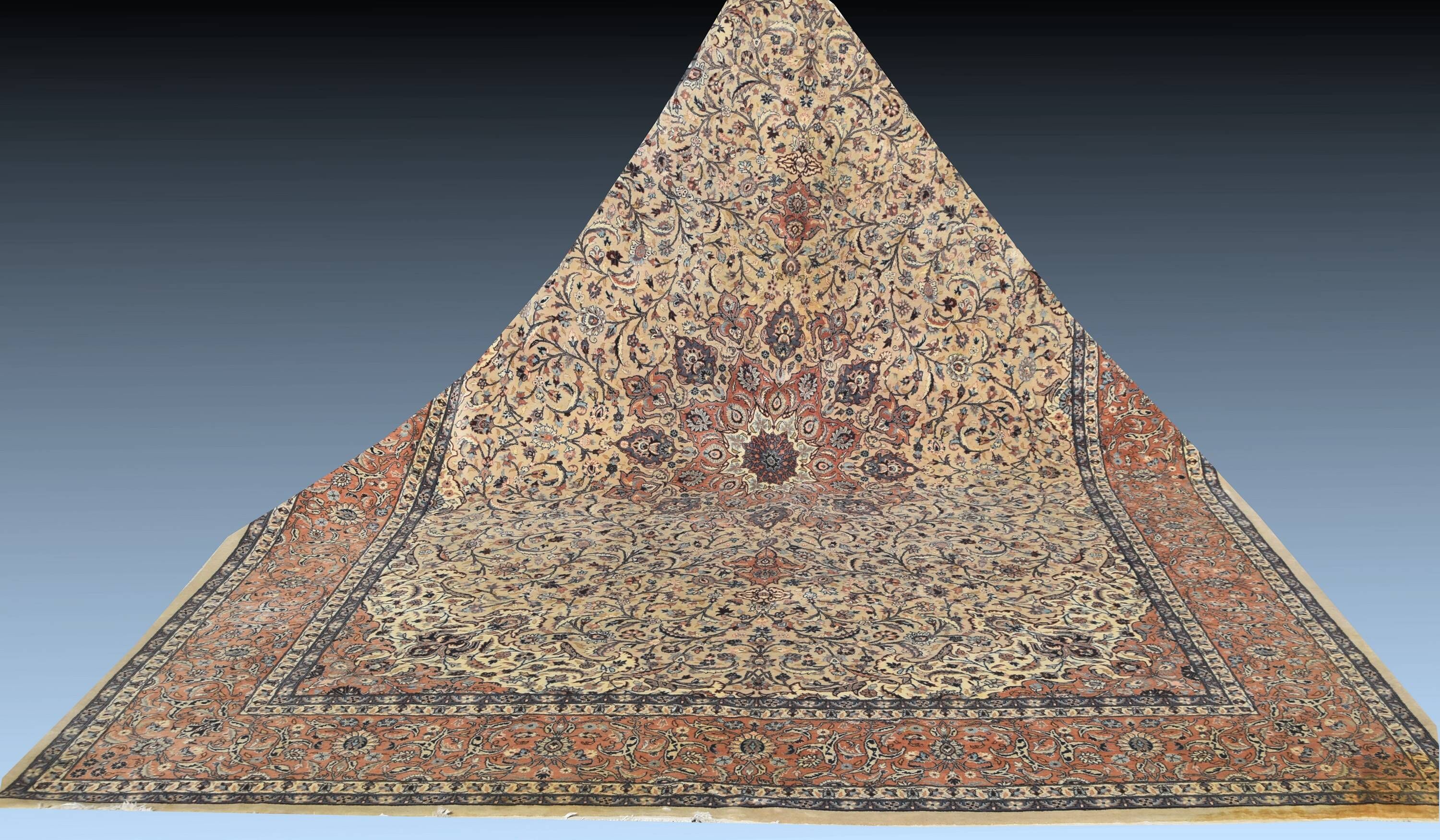 Large persian oriental carpet kashan iran - 275 x 375 cm