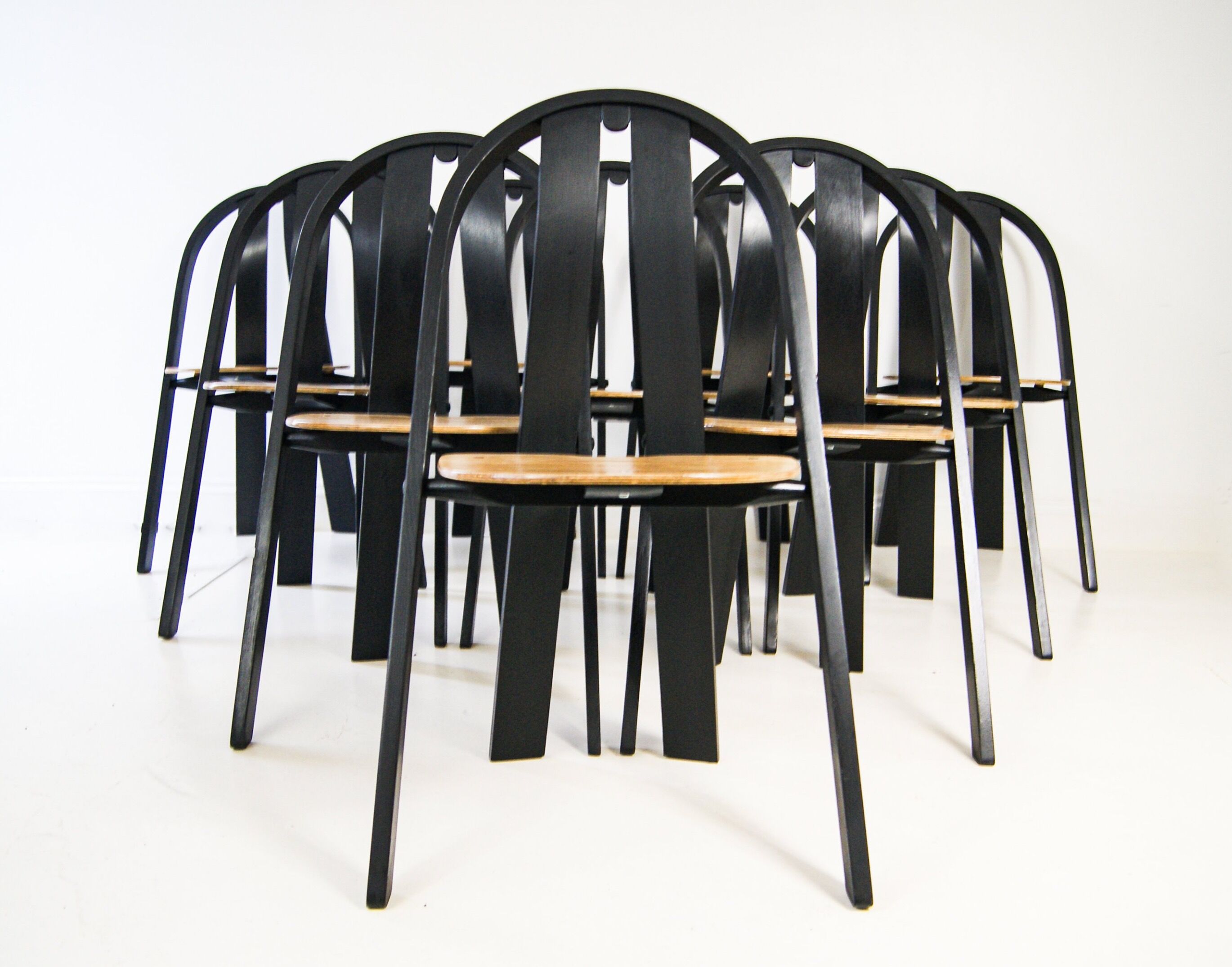 Set of 10 Danish Stacking Chairs in Beech