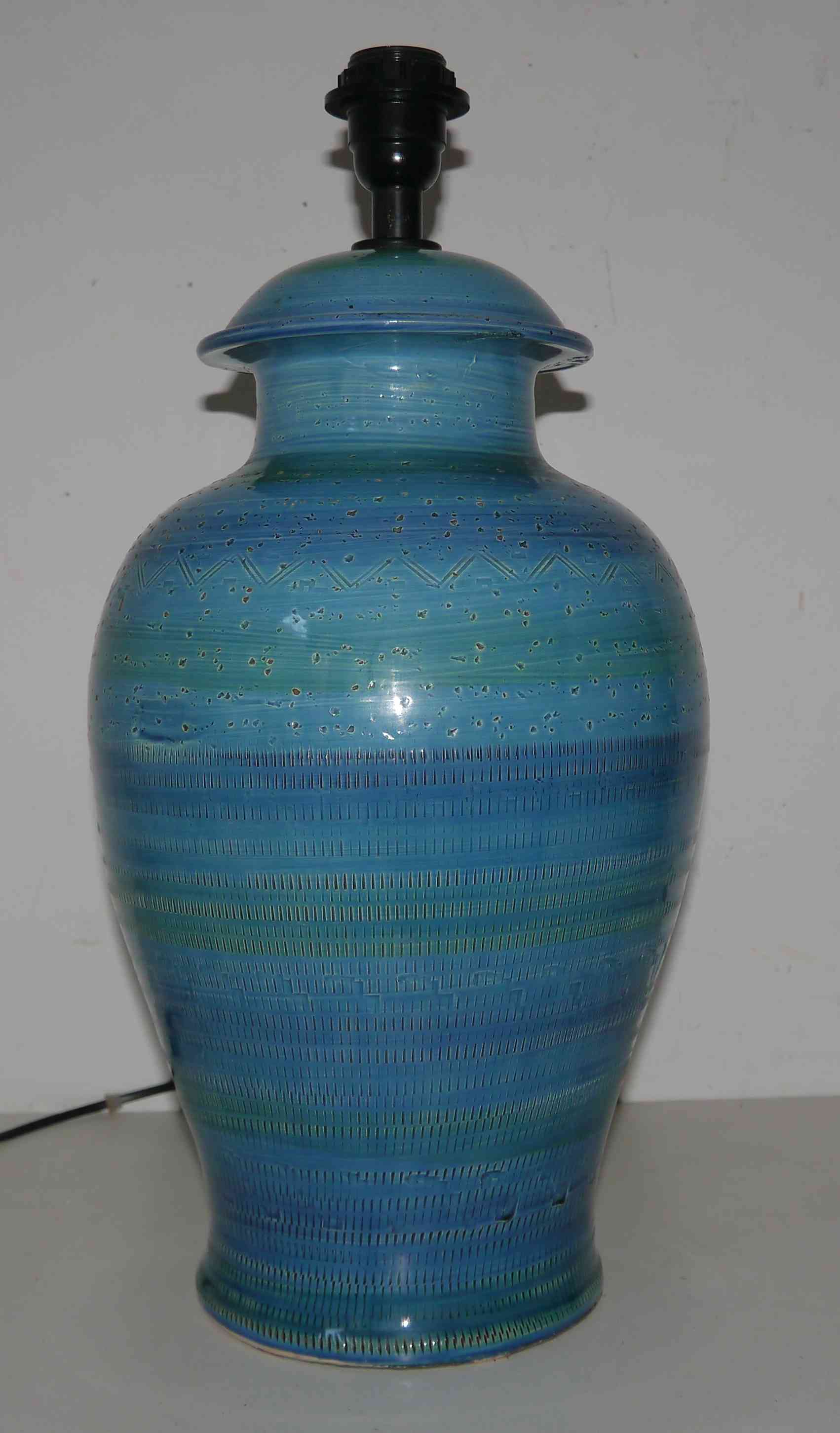 Ceramic lamp foot by Aldo Londi for Bistossi in the Rimini blue series