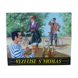 Former plate metal sheet "Vezelise St-Nicolas Beers" 28x34cm