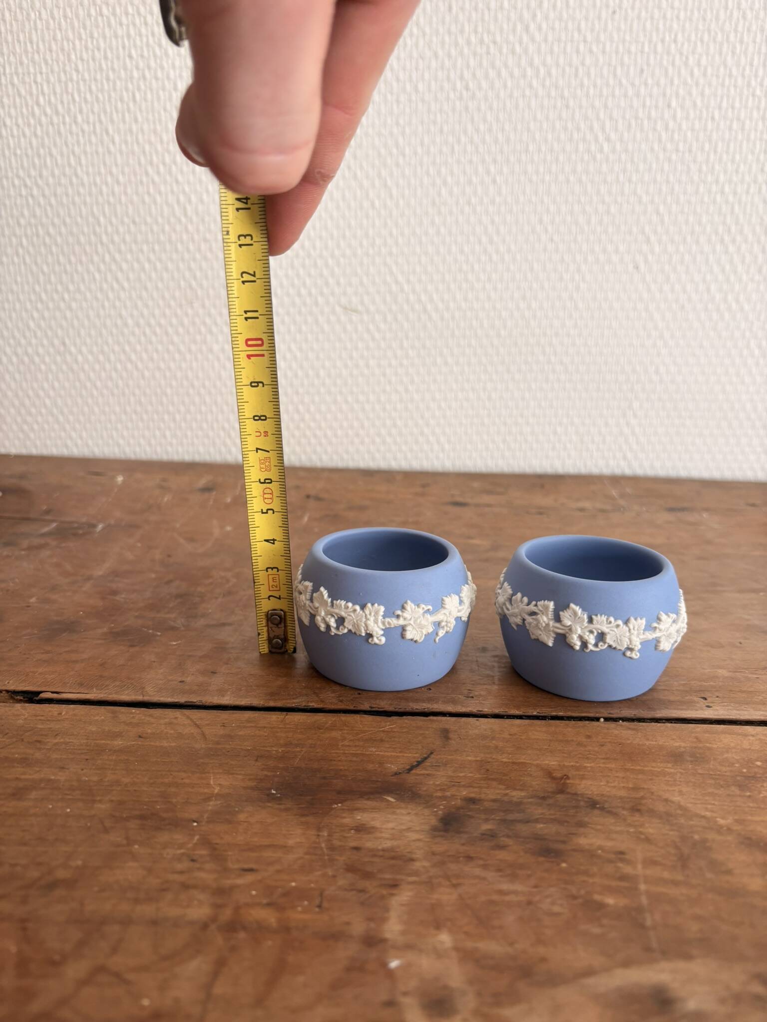 Pair of Candle Holders Saleron Wedgwood Jasperware Blue England