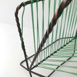 Vintage 1950s metal and scoubidou magazine rack