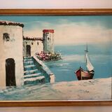 Seascape painting in oil on panel