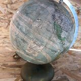 Old terrestrial globe world map perrina paris glass vintage metal foot