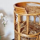 Rattan and wicker side table or bedside table
