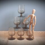 Set 6 vintage brown glasses