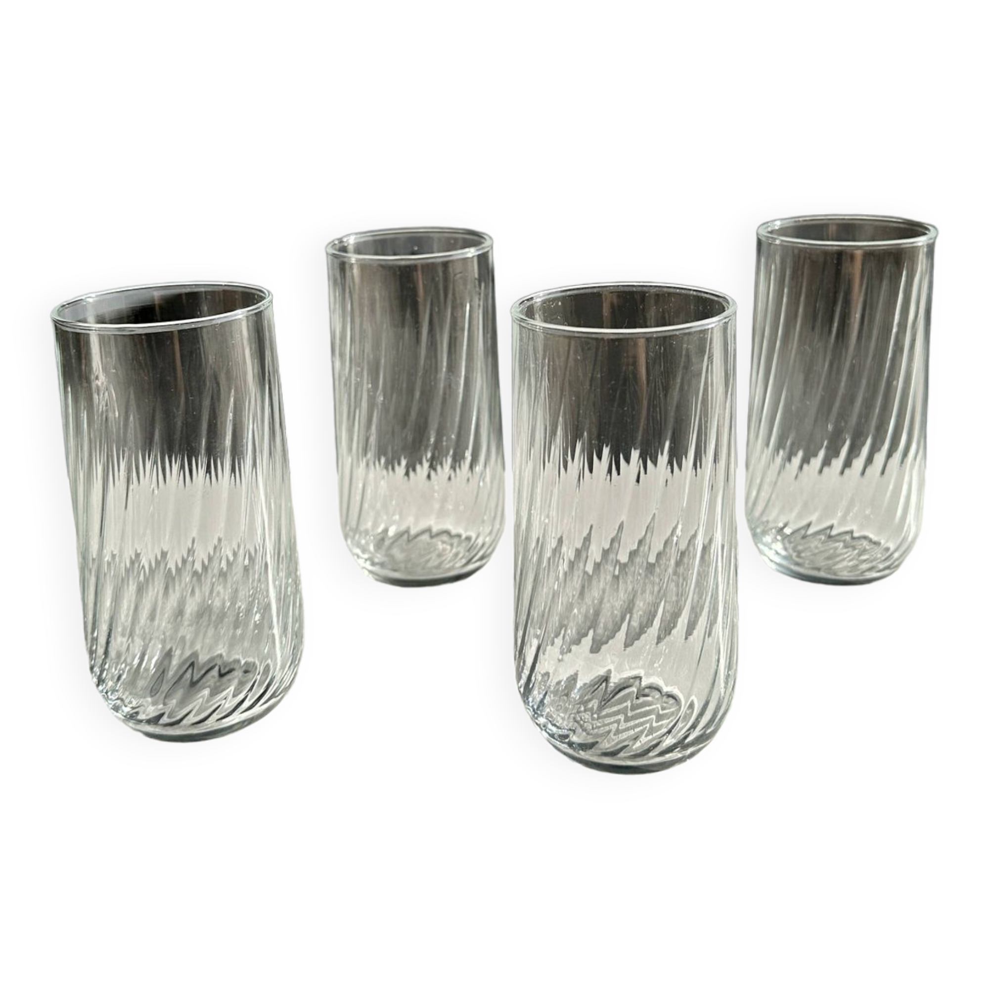 Lot de 4 verres à eau transparent torsadé H:12cm