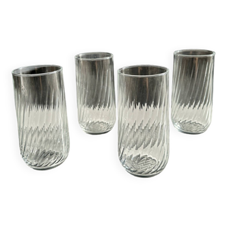 Set of 4 transparent twisted water glasses H:12cm