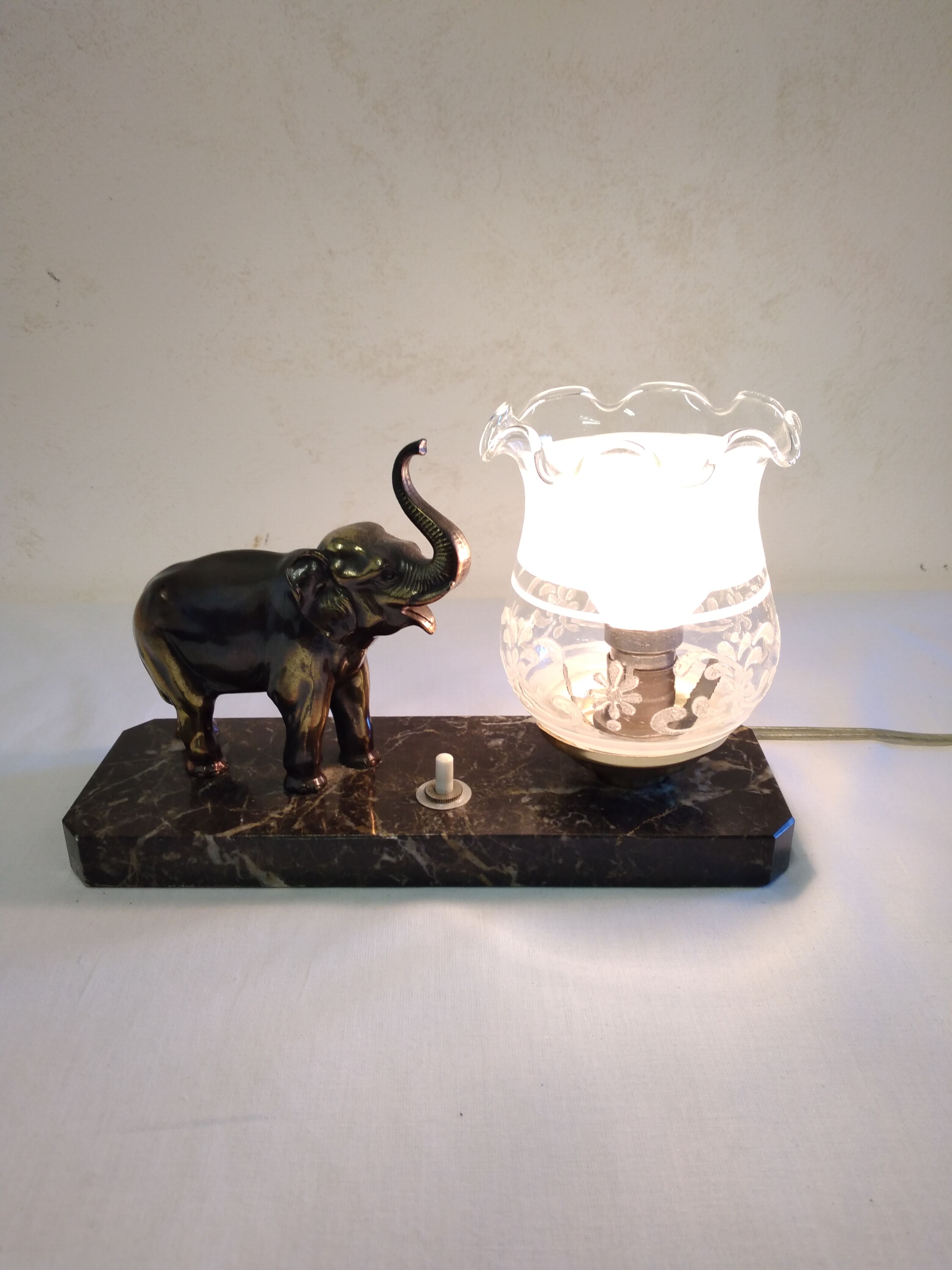 Elephant bedside lamp and marble