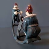 Jouet ancien "Bascule aux clowns en fonte peinte" années 1930