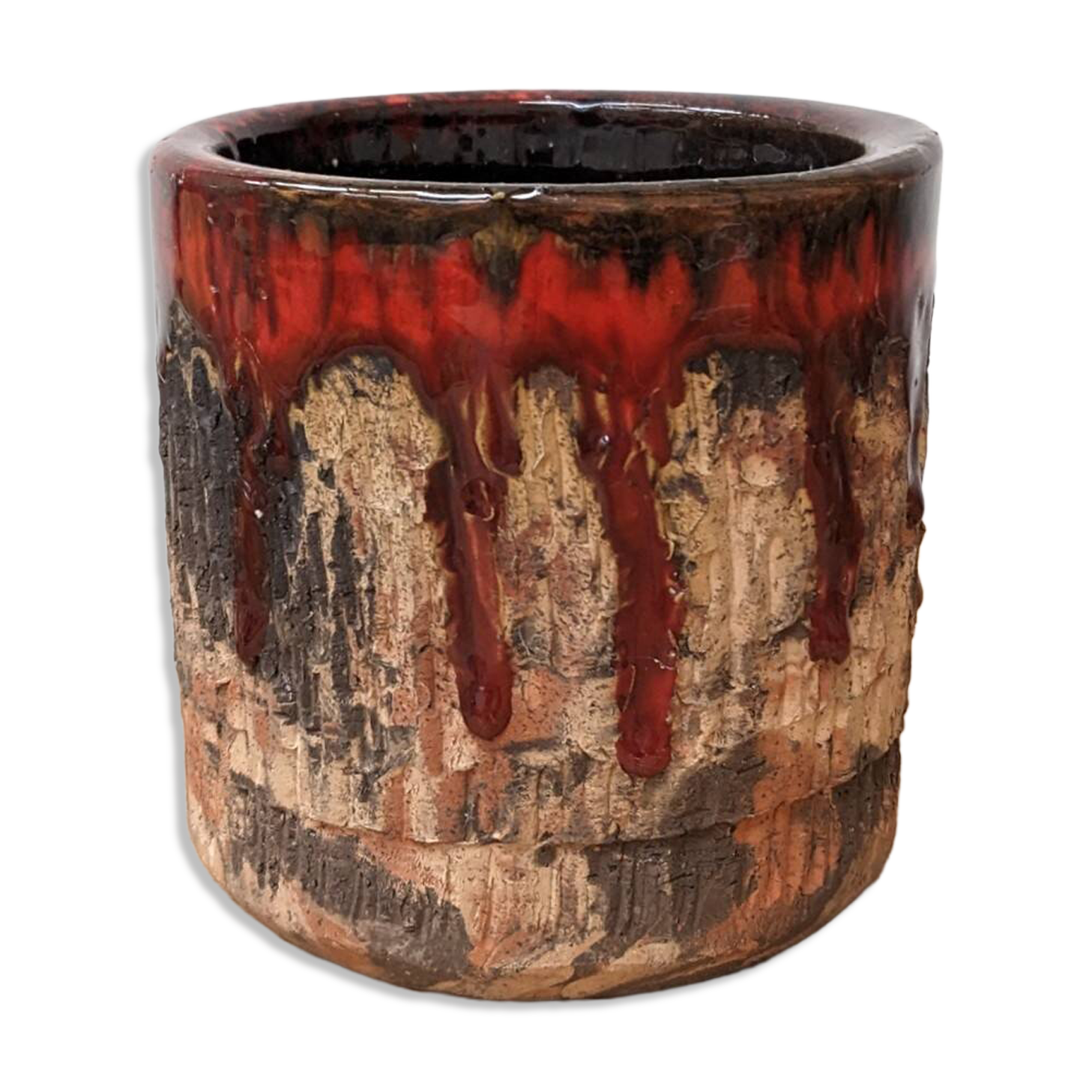 Brown and red ceramic pot