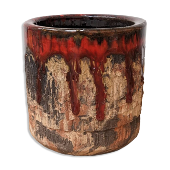 Brown and red ceramic pot