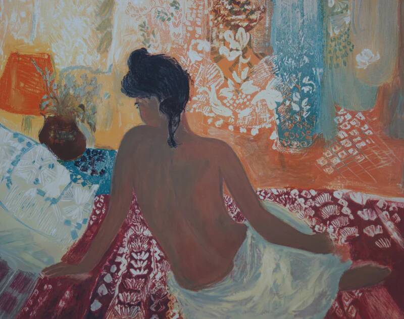 Nancy DELOUIS: Nude from behind, original signed lithograph