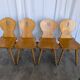 Set of 4 Vintage Tyrolean Heart Cutout Wooden Dining Chairs