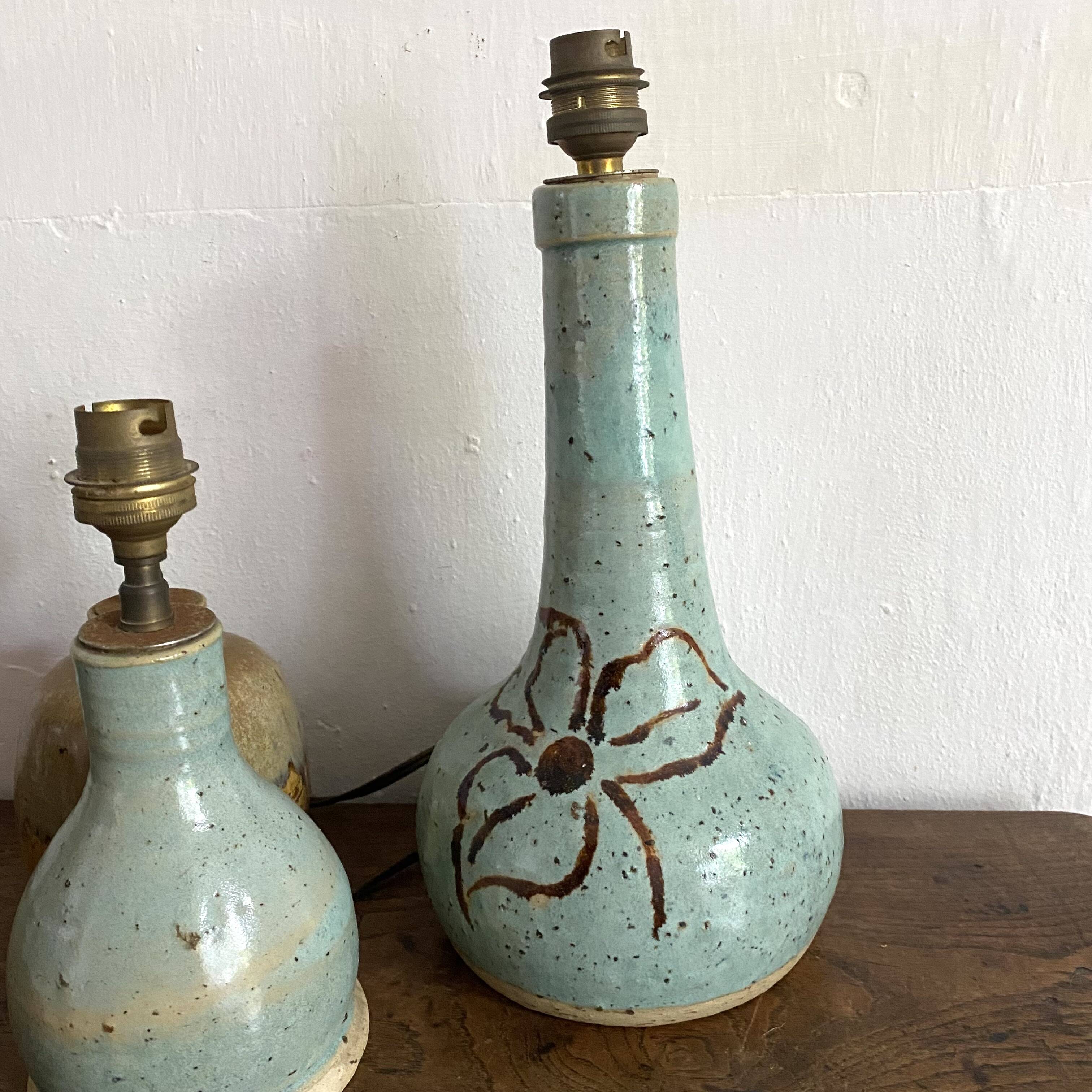 matching signed ceramic lamp bases