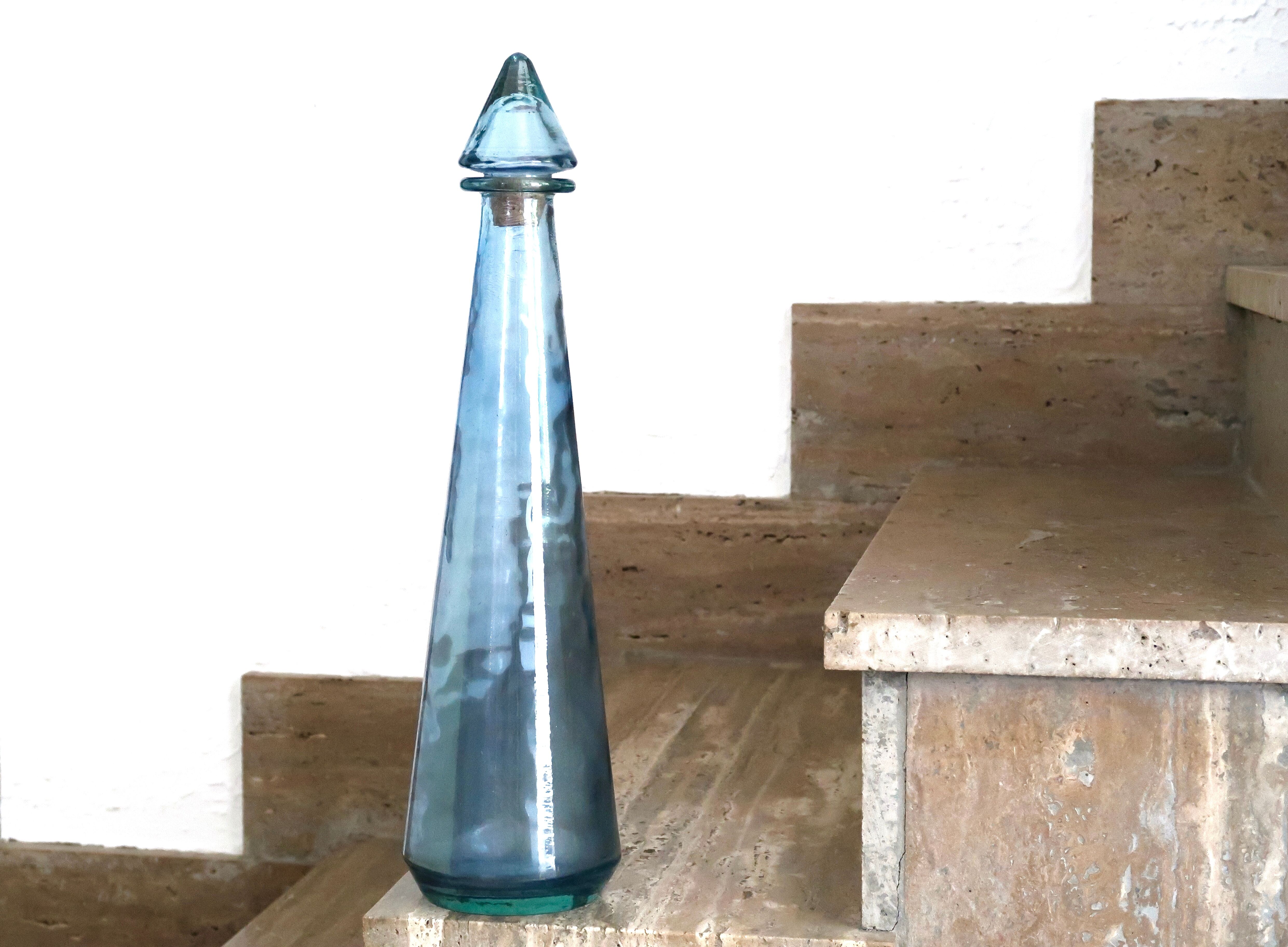 Blue glass bottle, 60s