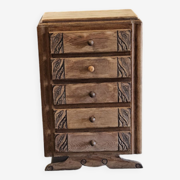 Art Deco wooden chest of drawers with 5 drawers