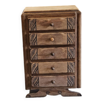 Art Deco wooden chest of drawers with 5 drawers