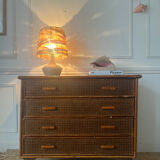 Vintage rattan chest of drawers with 4 drawers