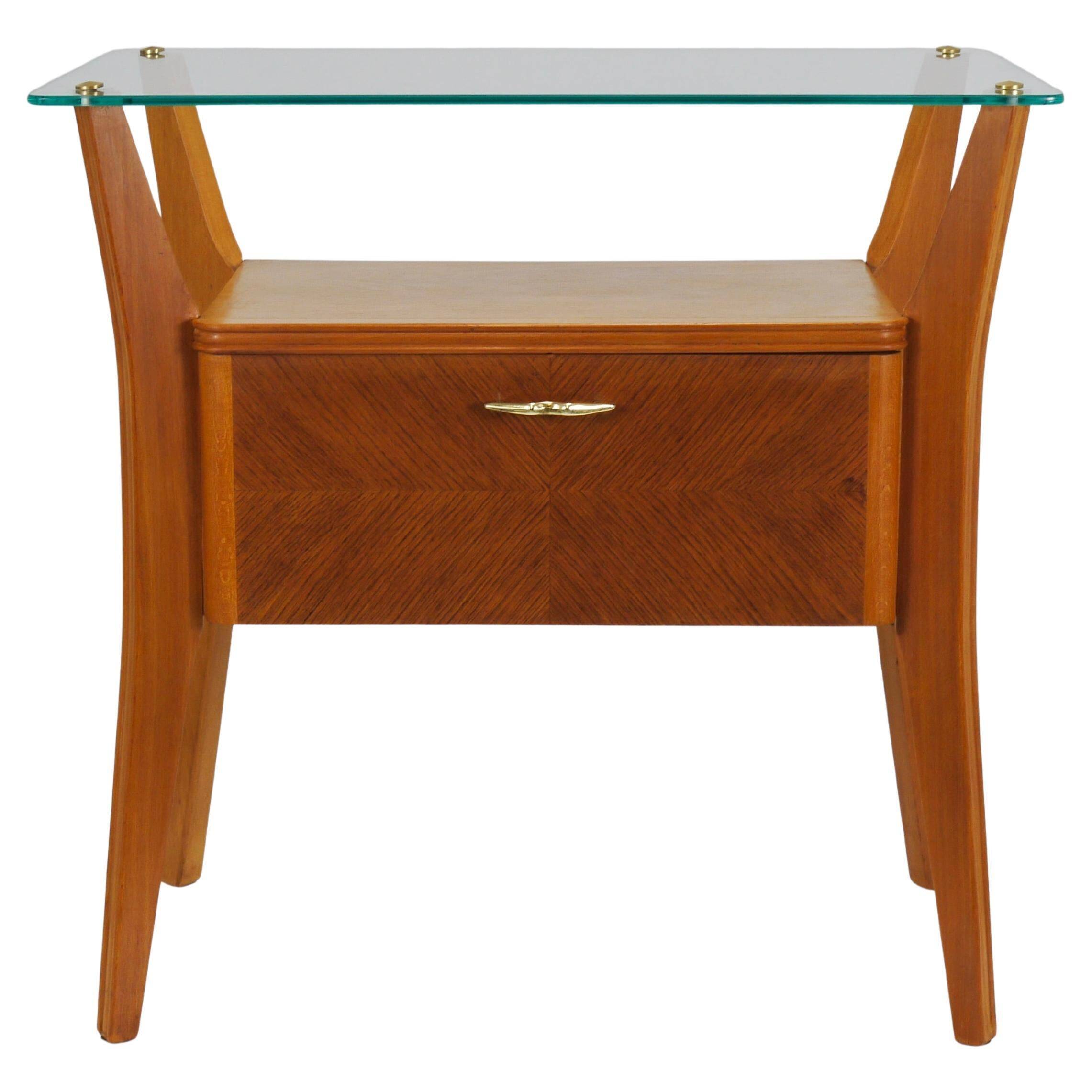 Gio Ponti bedside table in maple and walnut, La Permanente Mobili Cantù, 1940s