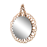 Rattan flower mirror with rattan hook, 1970