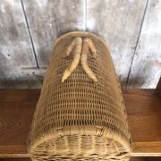Old basket transport trunk rattan cage puppies kittens animals vintage