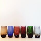 Service 6 vintage coloured glasses