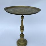 ORIENTAL GUERIDON IN BRONZE AND BRASS XIX EME GRAVEL PLATEAU BEAUTIFUL PATINA