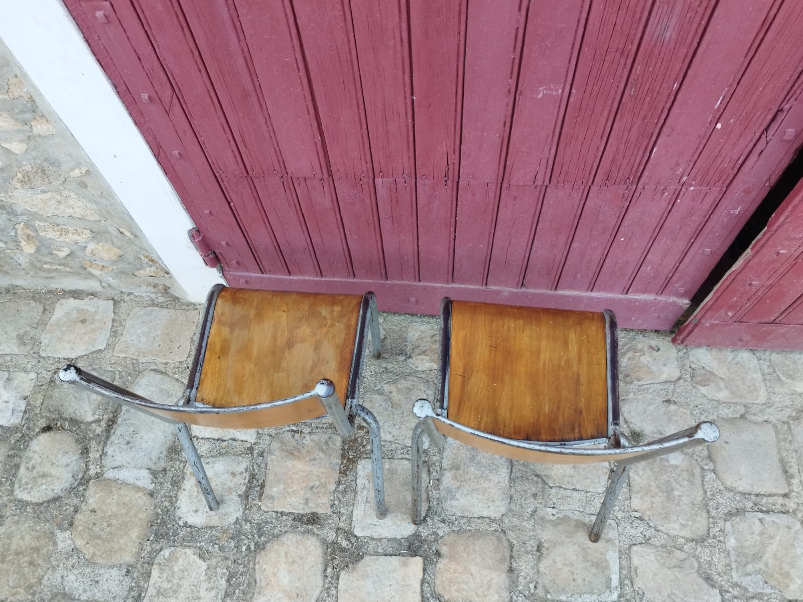 Paire de de chaises d'école années 60 style Mullca
