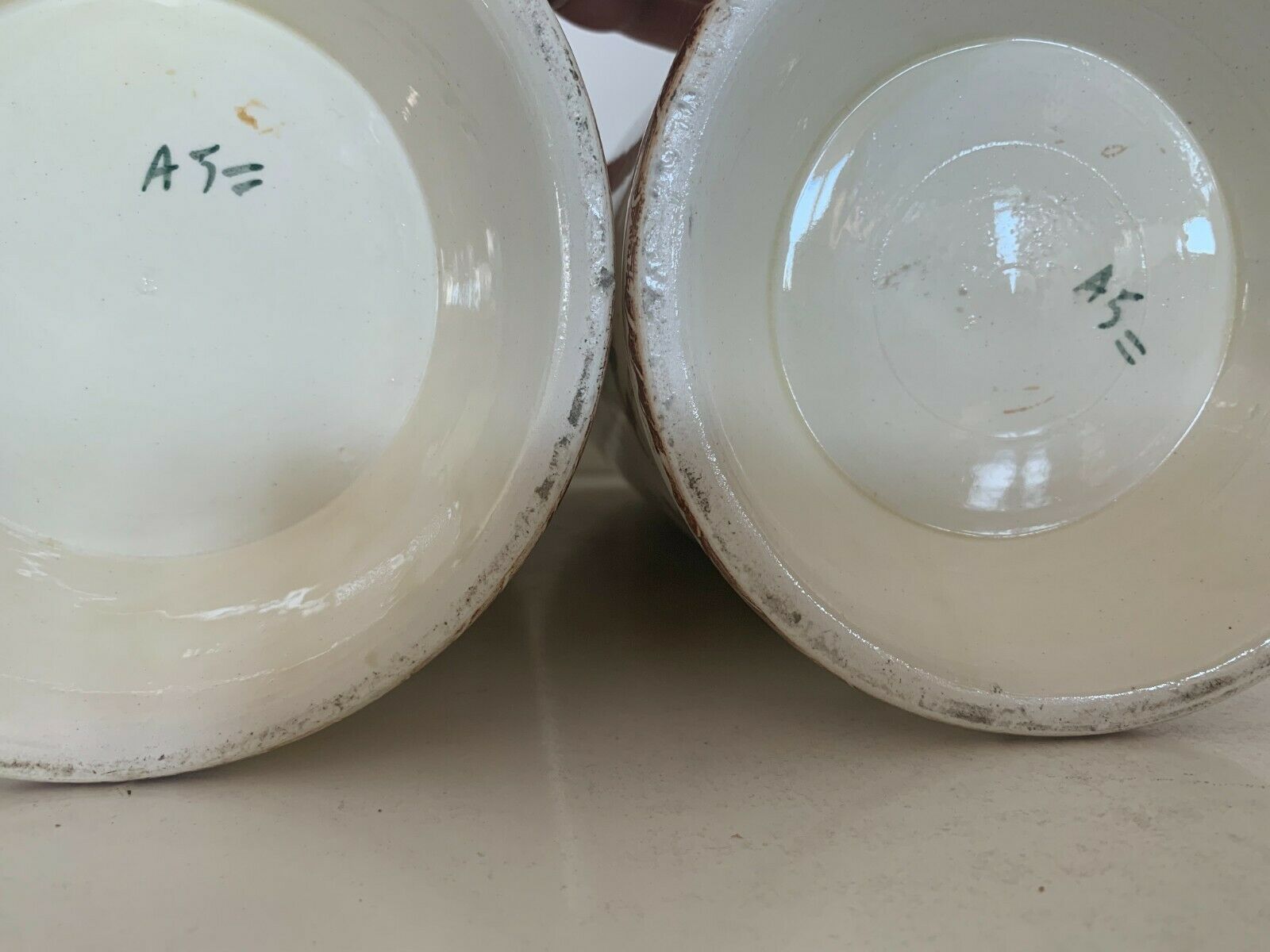 Pair of vases tubes in earthenware decorated XX century