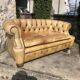 2-seater Chesterfield sofa in tan leather