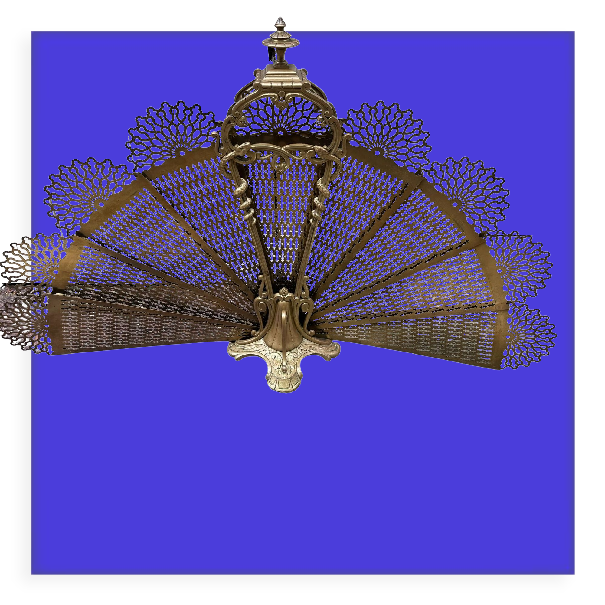 Fire screen fireplace fan bronze snake model