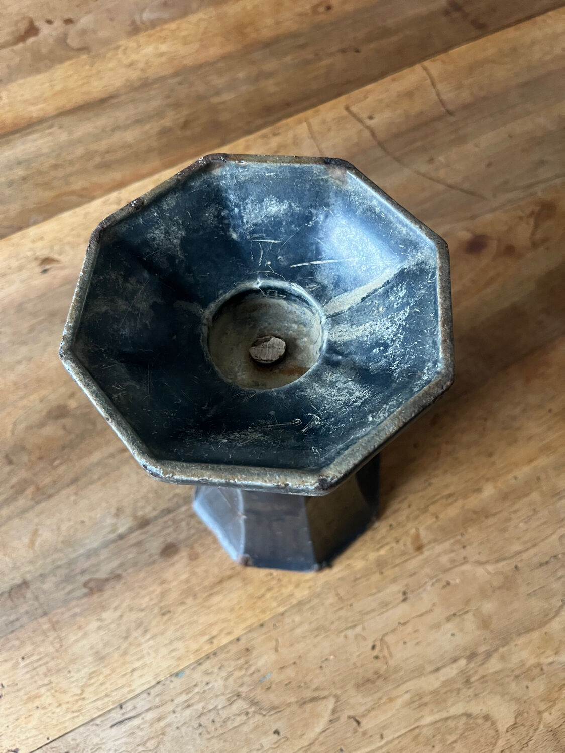 Antique enamelled cast iron vase