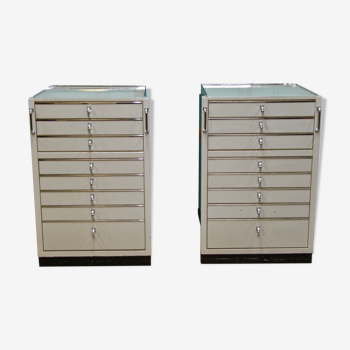 Set of 2 industrial German medical chests with drawers by Baisch, 1950s