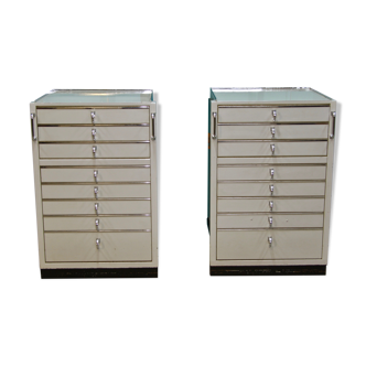 Set of 2 industrial German medical chests with drawers by Baisch, 1950s