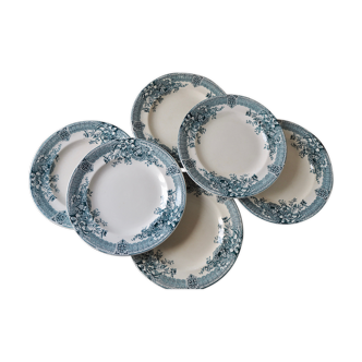 Set de 6 assiettes plates Longwy, modèle Watteau