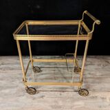 70s brass and gilded bronze serving trolley