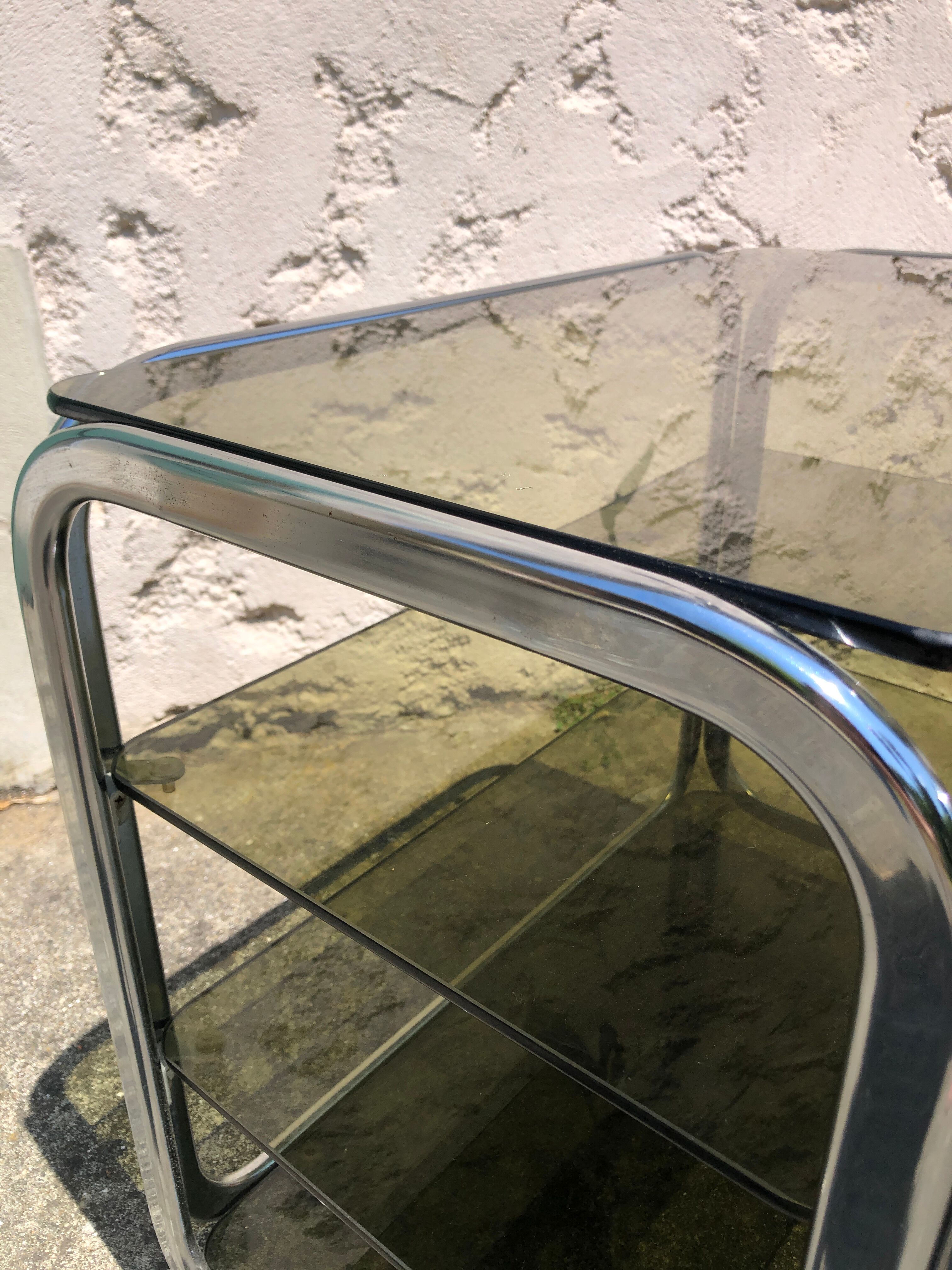 Chrome furniture and smoked glass 1970