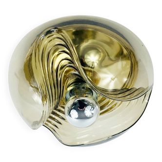 Plafonnier en verre Space Age « Wave » de Koch & Lowy pour Peill & Putzler, Allemagne, années 1960