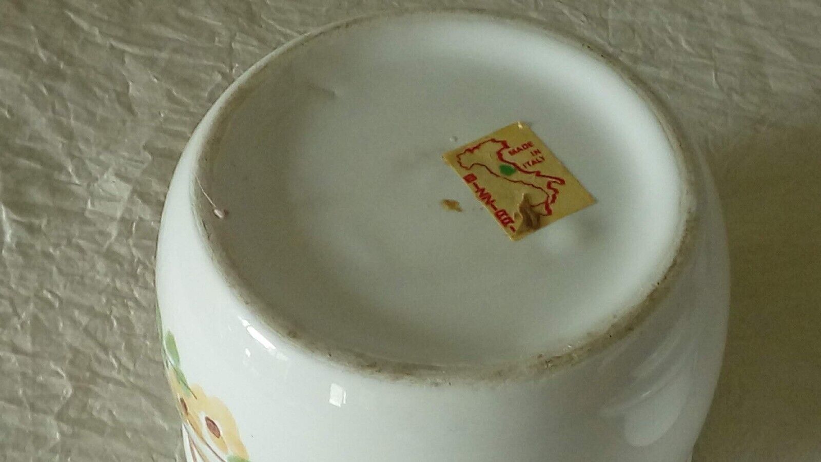 Earthenware water butter dish with vintage Italian floral decor