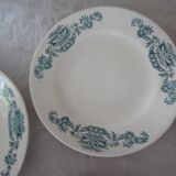 5 Plates flat Longchamp Lutèce faience old laurel green iron earth