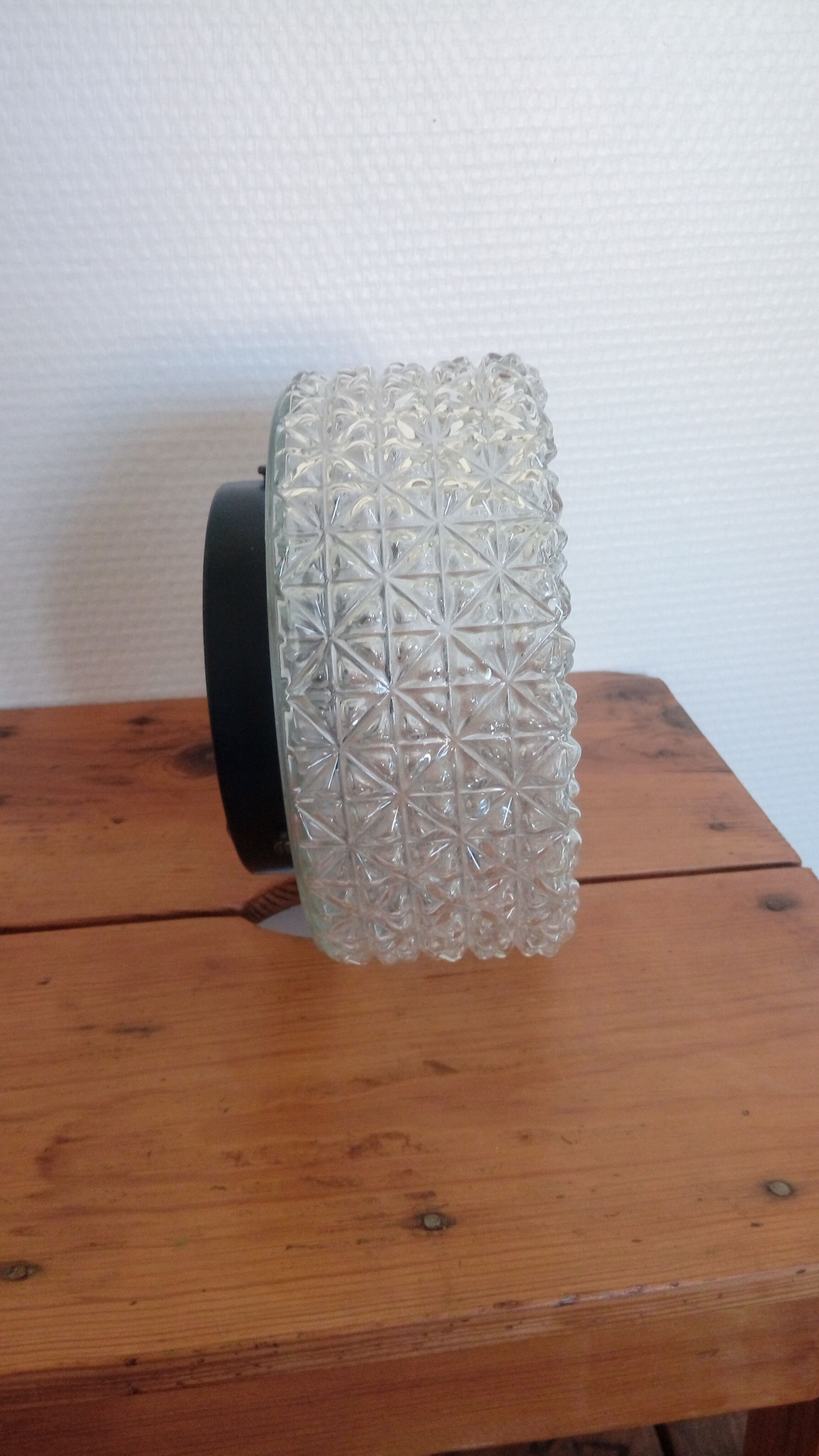 Ceiling / wall light round metal and glass - 50s